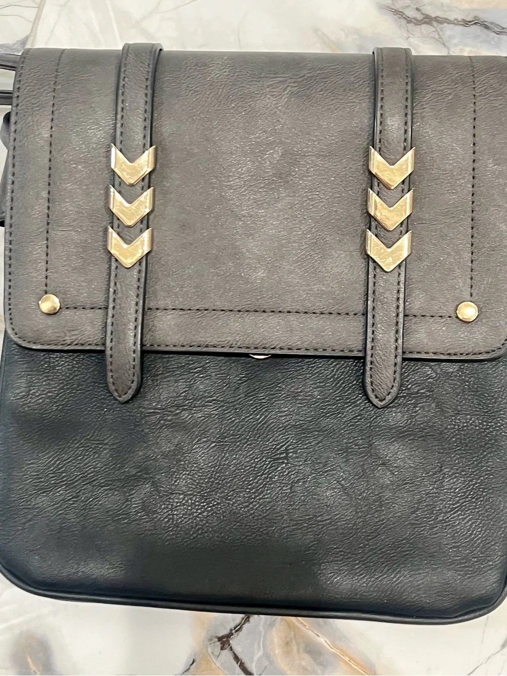 Women's Black Crossbody Bag with Gold Accents